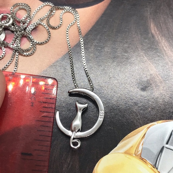 Sterling Silver 925 Cat Necklace - Picture 3 of 5